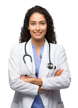 Profesional sanitario con una taza de té de hibisco